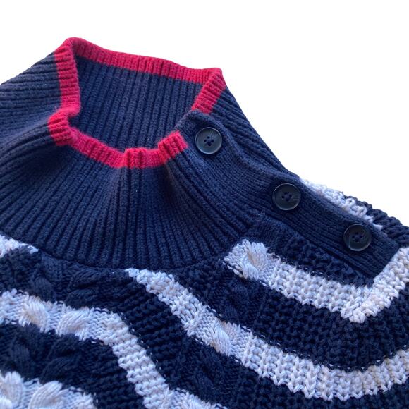 LOFT Nautical Striped 100% Cotton Funnel Neck Sweater Size Small - Picture 5 of 7